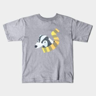 Happy Badger with black and yellow scarf Kids T-Shirt